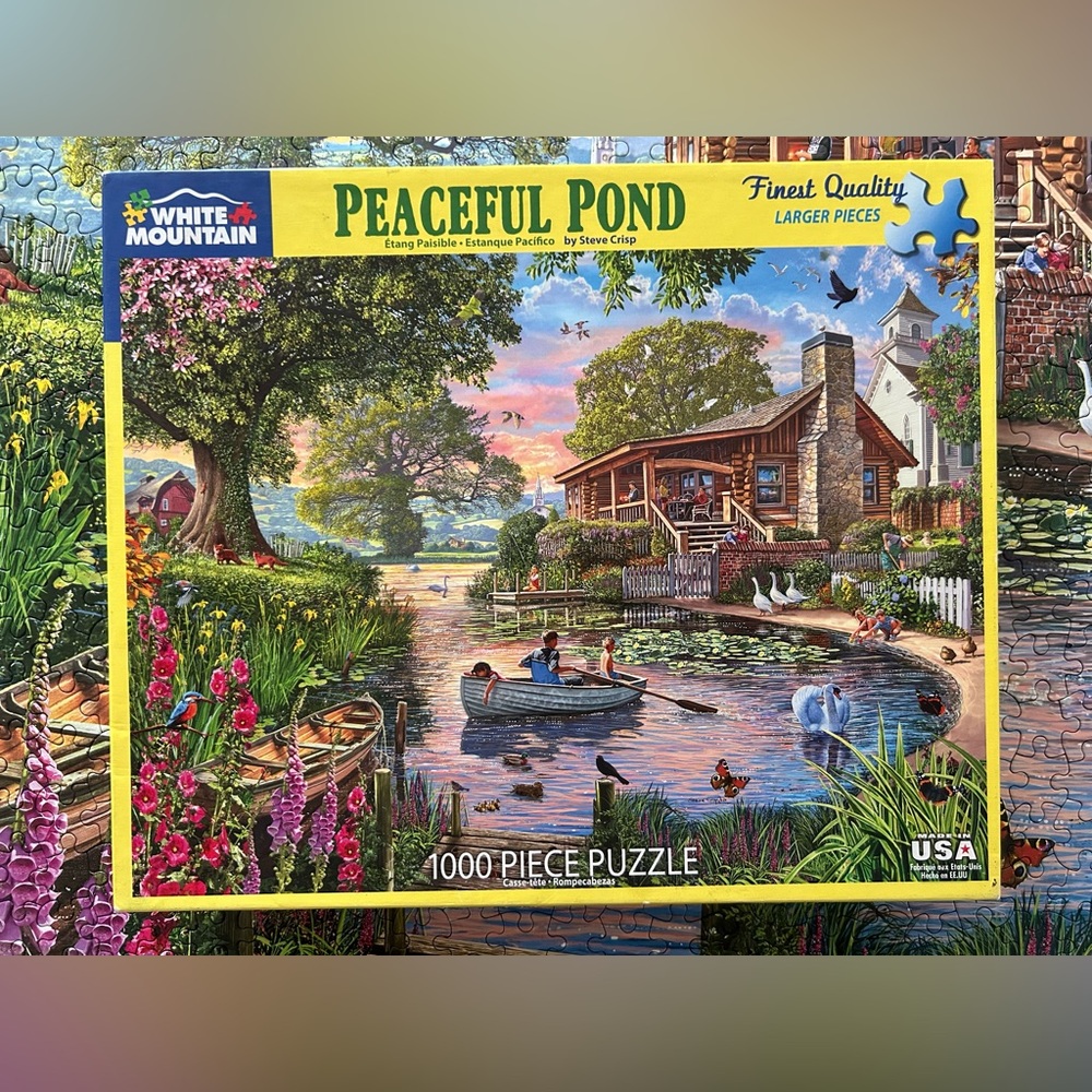 White Mountain Peaceful Pond Jigsaw Puzzle 1000 pc Steve Crisp 2021 Complete